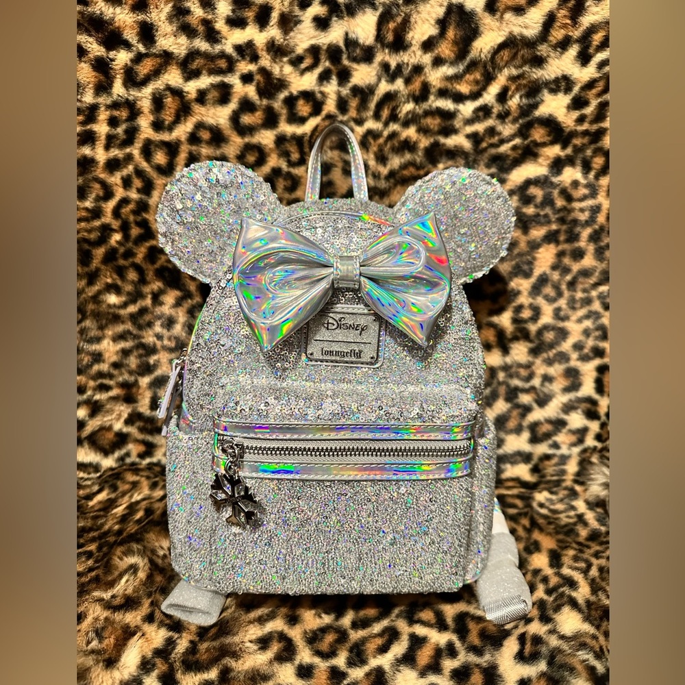 Loungefly X LASR Exclusive Disney Holographic Sequin Minnie Mini Backpack